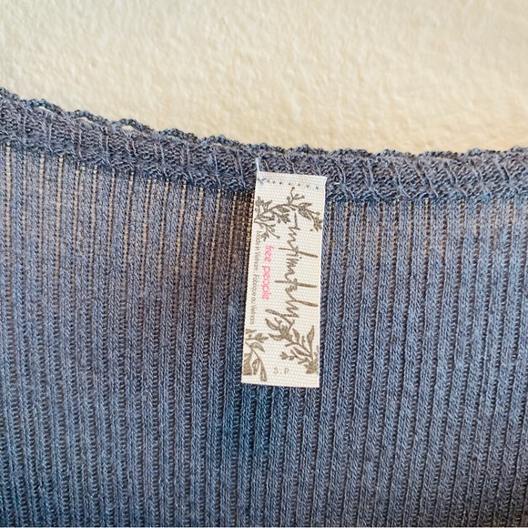 FREE PEOPLE Gray Ribbed Long Sleeve Mini Dress - Picture 3 of 4